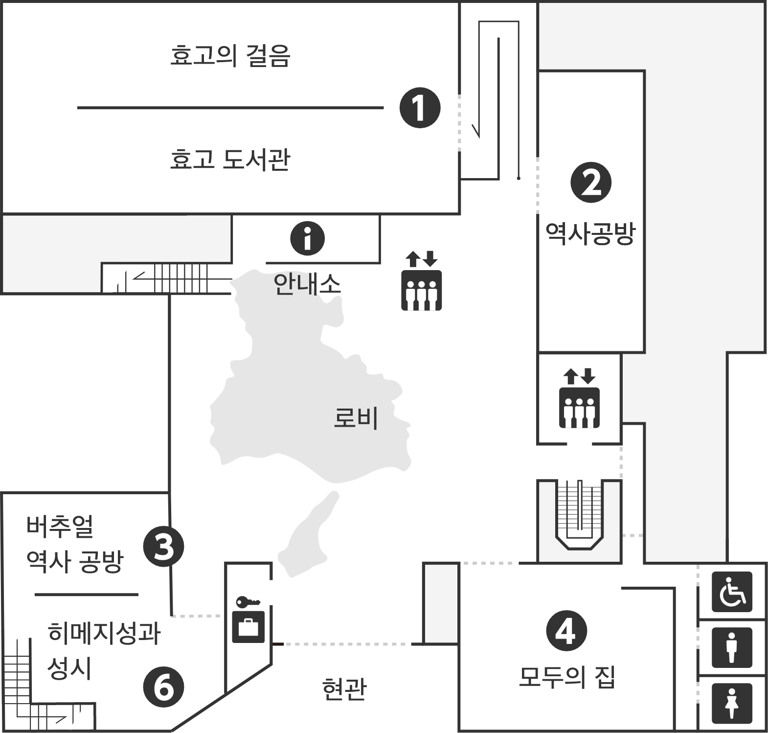 歴史博物館 1階のフロアマップです。